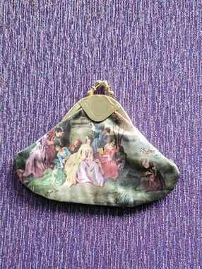 Anne Bocci Vintage-style Printed Satin Coin Purse in Pastel Scene